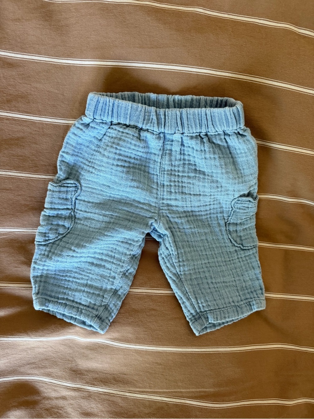 GAP Gauze Light Blue Baby Pants with Elastic Waist